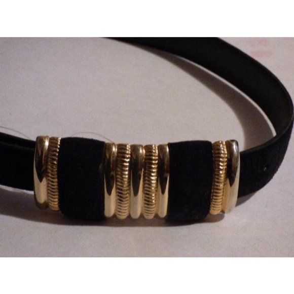Vintage Black Suede And Leather With Gold Buckle - Picture 11 of 12